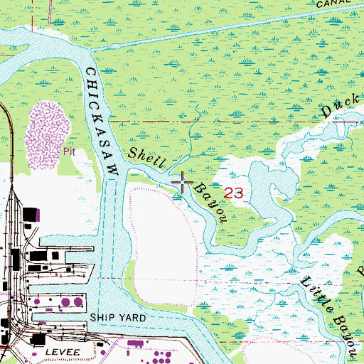 Topographic Map of Shell Bayou, AL