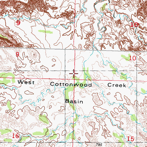Topographic Map of West Cottonwood Creek Basin, SD