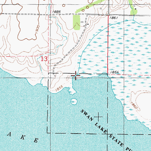 Topographic Map of Swan Lake Creek, SD