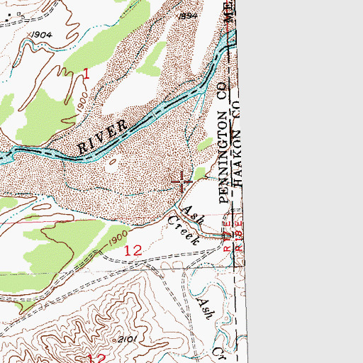 Topographic Map of Ash Creek, SD