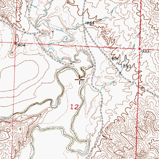 Topographic Map of Ash Creek, SD