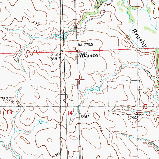 Topographic Map of Avance (historical), SD