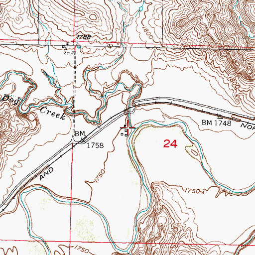 Topographic Map of Big Prairie Dog Creek, SD