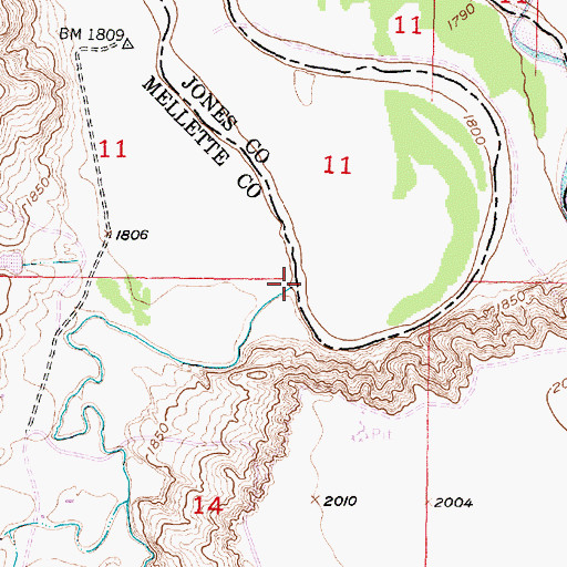 Topographic Map of Cottonwood Creek, SD