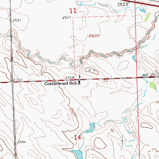Topographic Map of Cottonwood School, SD