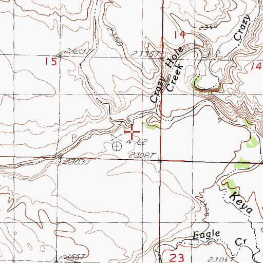 Topographic Map of Crazy Hole Creek, SD