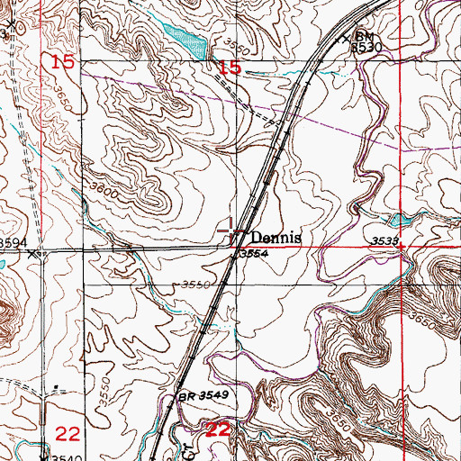 Topographic Map of Dennis, SD