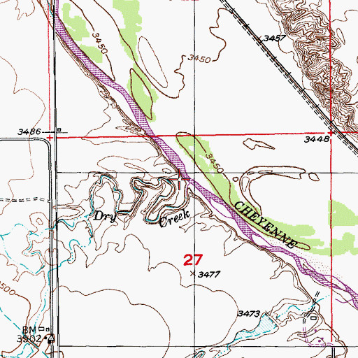 Topographic Map of Dry Creek, SD