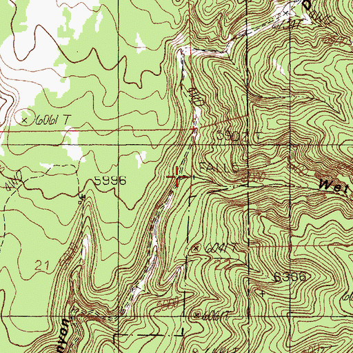 Topographic Map of Dry Parmlee Canyon, WY