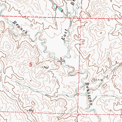 Topographic Map of East Branch Rousseau Creek, SD