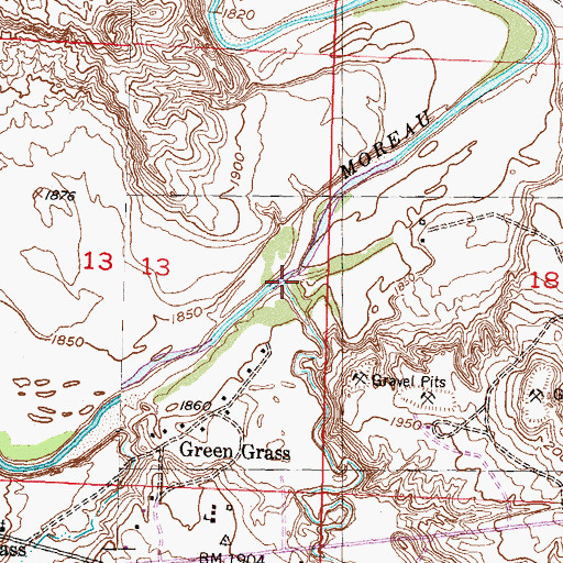 Topographic Map of Green Grass Creek, SD