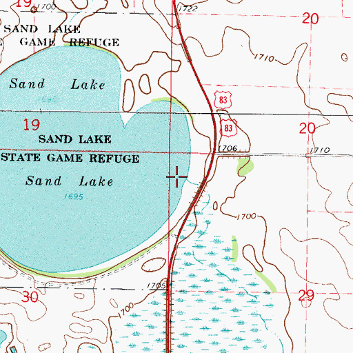 Topographic Map of Hiddenwood Creek, SD