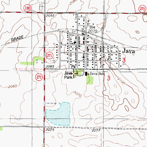 Topographic Map of Java Park, SD