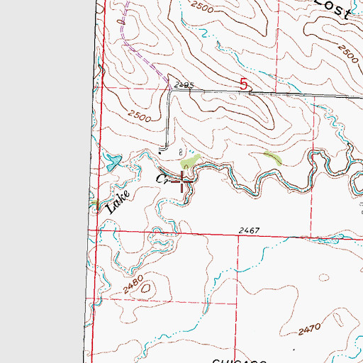 Topographic Map of Lake Creek, SD