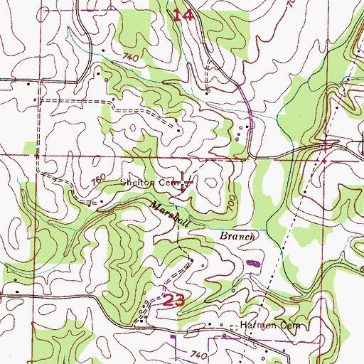 Topographic Map of Shelton Cemetery, AL