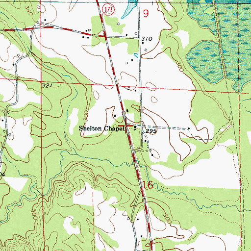 Topographic Map of Shelton Chapel, AL