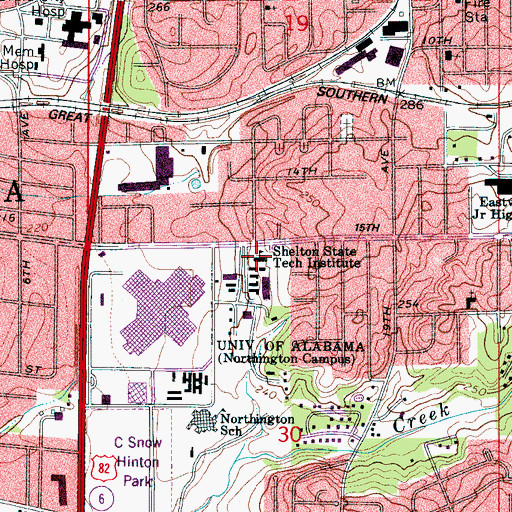 Topographic Map of Shelton State Technical Institute, AL