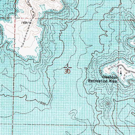 Topographic Map of Okobojo Creek, SD