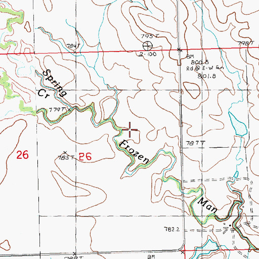 Topographic Map of Spring Creek, SD