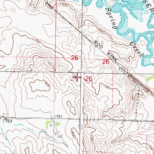 Topographic Map of Spring Creek, SD