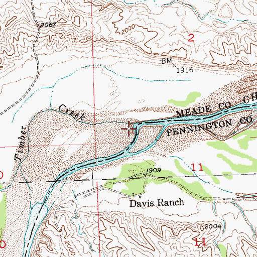 Topographic Map of Timber Creek, SD
