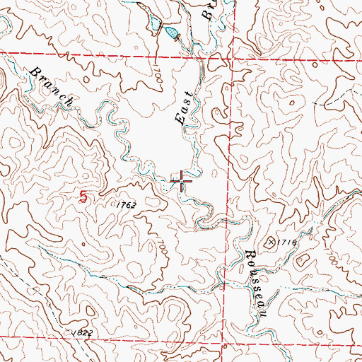 Topographic Map of West Branch Rousseau Creek, SD