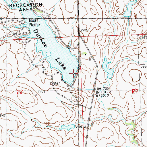 Topographic Map of Durkee Dam, SD