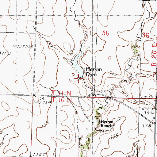Topographic Map of Herron Dam, SD