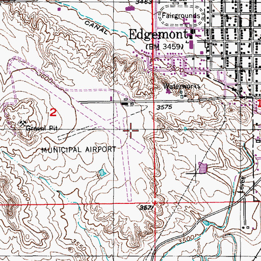 Topographic Map of Edgemont Municipal Airport, SD