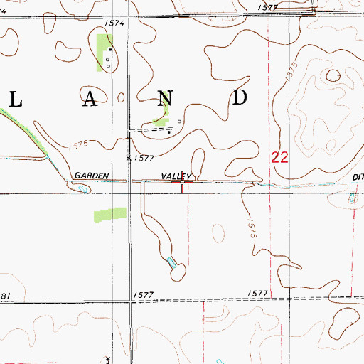 Topographic Map of Garden Valley Ditch, SD