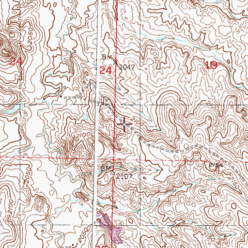 Topographic Map of Dewey County, SD