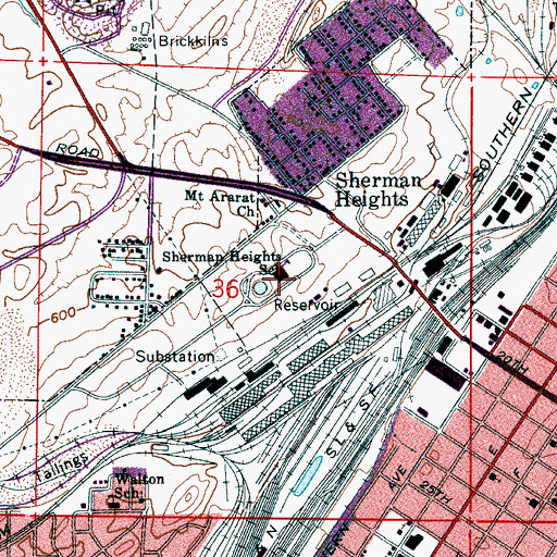 Topographic Map of Sherman Heights School, AL