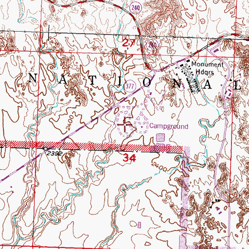 Topographic Map of Cedar Pass Campground, SD