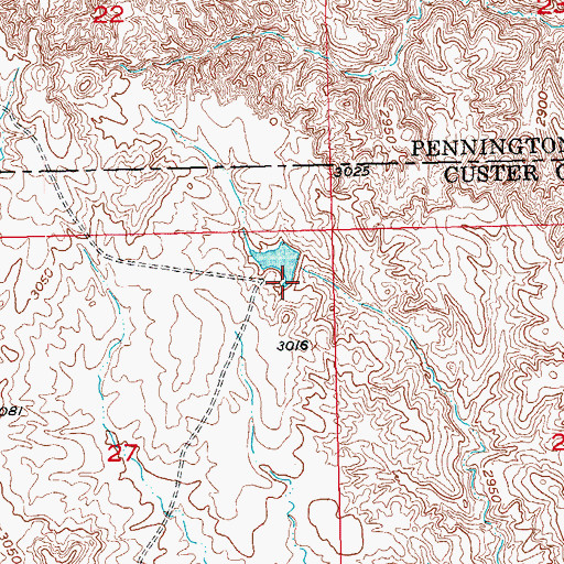 Topographic Map of Berner Dam, SD