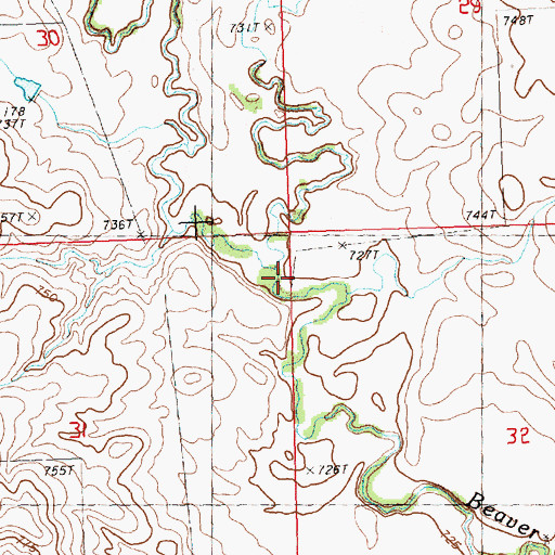 Topographic Map of East Branch Beaver Dam Creek, SD