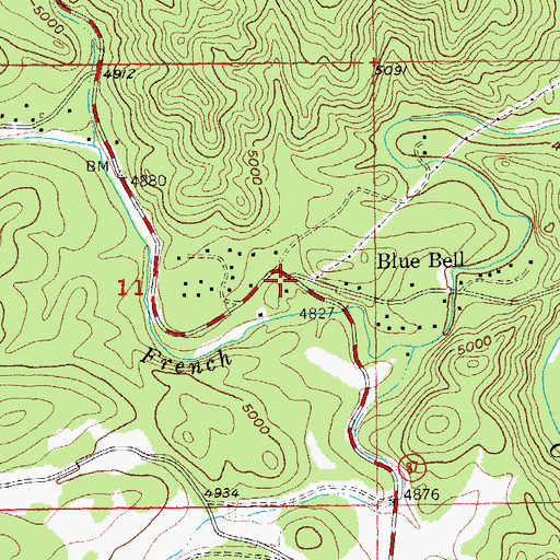 Topographic Map of Blue Bell, SD