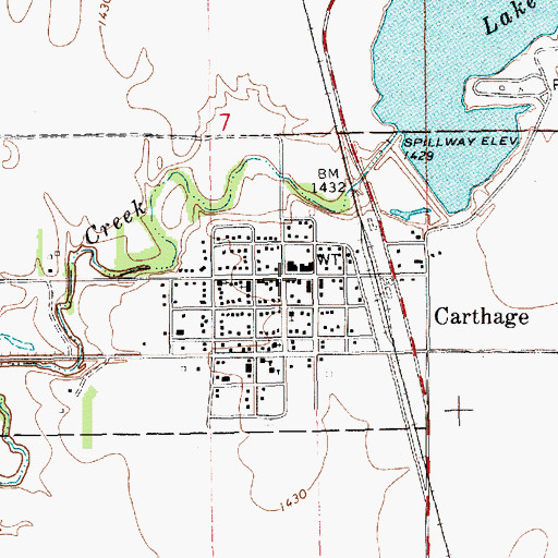 Topographic Map of Carthage, SD