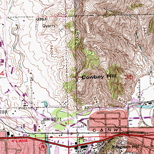 Topographic Map of Cowboy Hill, SD