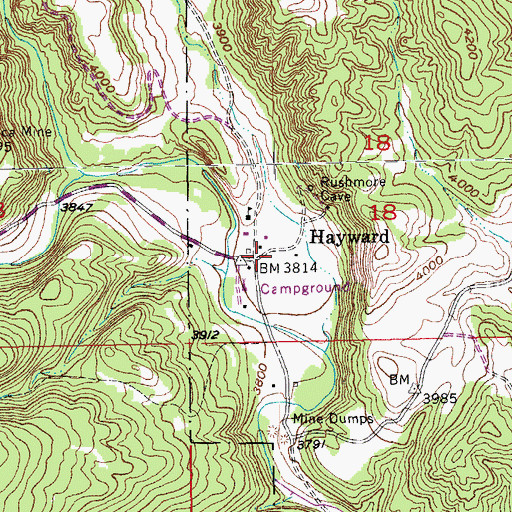 Topographic Map of Hayward (historical), SD