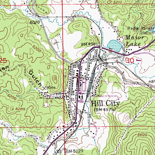 Topographic Map of Hill City, SD