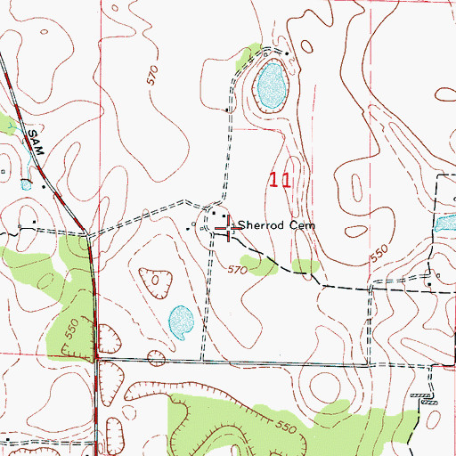 Topographic Map of Sherrod Cemetery, AL