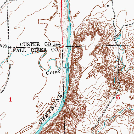 Topographic Map of Lame Johnny Creek, SD