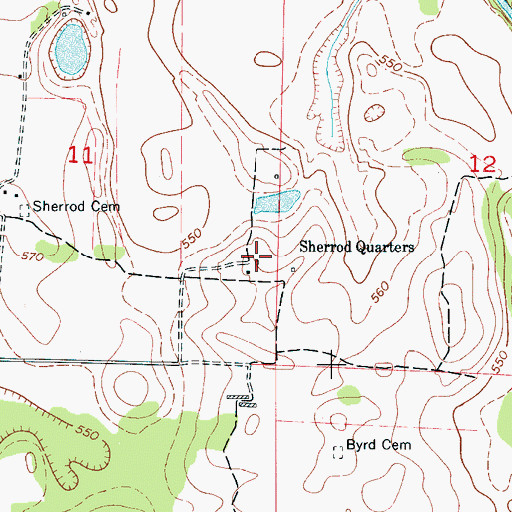 Topographic Map of Sherrod Quarters, AL