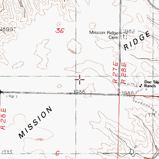 Topographic Map of Mission Ridge, SD