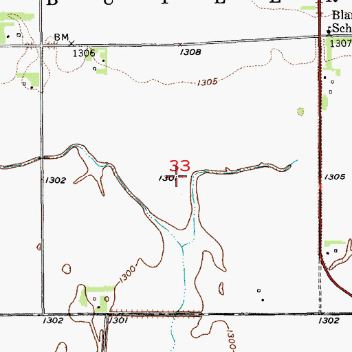 Topographic Map of DeWitt (historical), SD