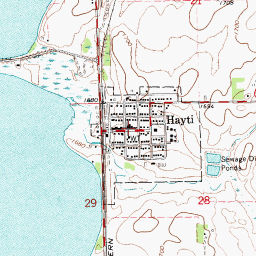 Topographic Map of Hayti Post Office, SD