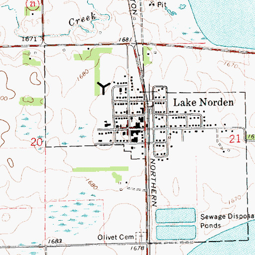Topographic Map of Lake Norden Post Office, SD