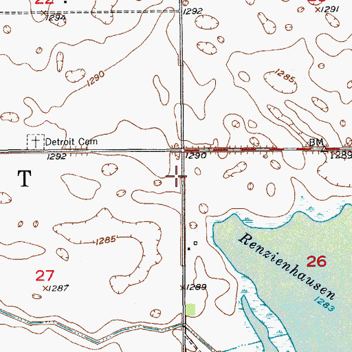 Topographic Map of Detroit Post Office (historical), SD