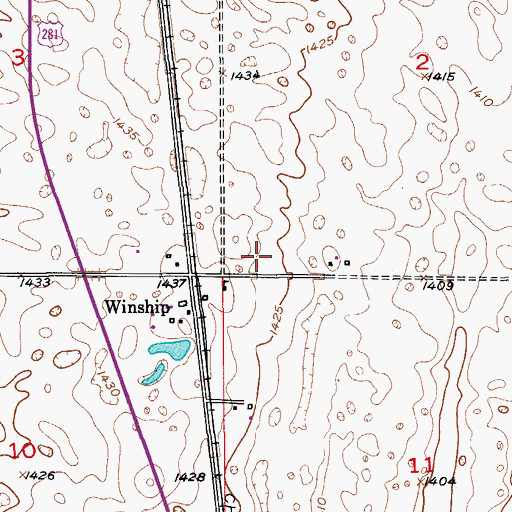Topographic Map of Winship Post Office (historical), SD