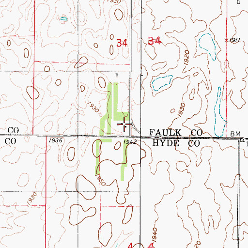 Topographic Map of Dunsmore Post Office (historical), SD